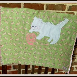 Mini Rag Quilt Pattern, White Kitten image 1