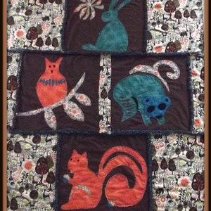 Woodland Forest Animal Quilt Pattern &quot;Owl&quot;, &quot;Rabbit&quot;, &quot;Squirrel&quot; and &quot;Raccoon&quot;