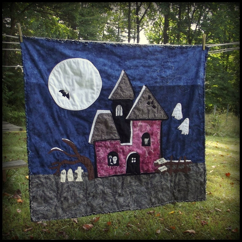 Halloween Haunted House Quilt Pattern Etsy