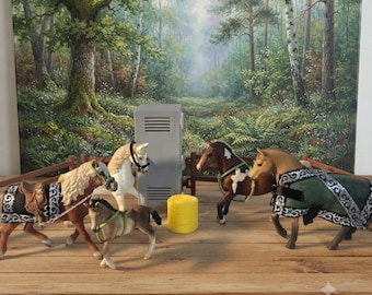 Six Piece Tack Set for Schleich Horses and 3D Printed Fences, Hay Bill, and Locker- Scale 1:14