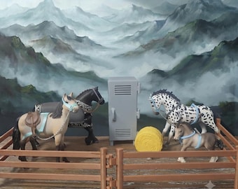 Seven Piece Tack Set for Schleich Horses and 3D Printed Fences, Hay Bill, and Locker- Scale 1:14