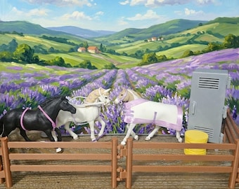 Four Piece Tack Set for Schleich Horses and 3D Printed Fences, Hay Bill, and Locker-Scale 1:14