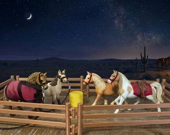Five Piece Tack Set for Schleich Horses and 3D Printed Fences, Hay Bill, and Locker- Scale 1:14