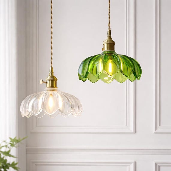 Vintage Glass Pendant Light: Nordic Brass Hanging Lamp, Loft Style