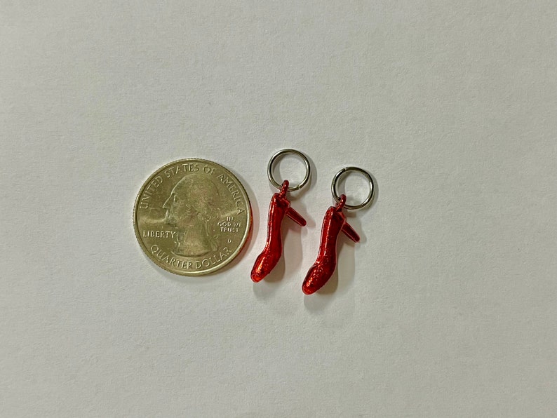 Red Shoes Stitch Markers, Knitting Charm, Knit Accessories image 2