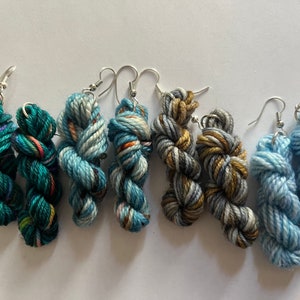 Different Colors - Yarn Earrings, Mini Skein Earrings, Hank of Yarn, Knitting, Crocheting