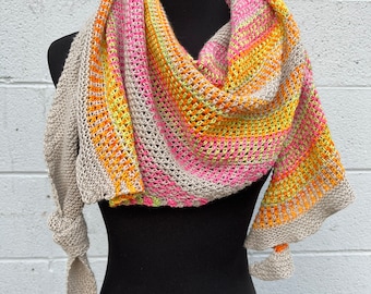PATTERN ONLY 80&#39;s Mixtape Shawl, Knitting Pattern, Digital Download, PDF File