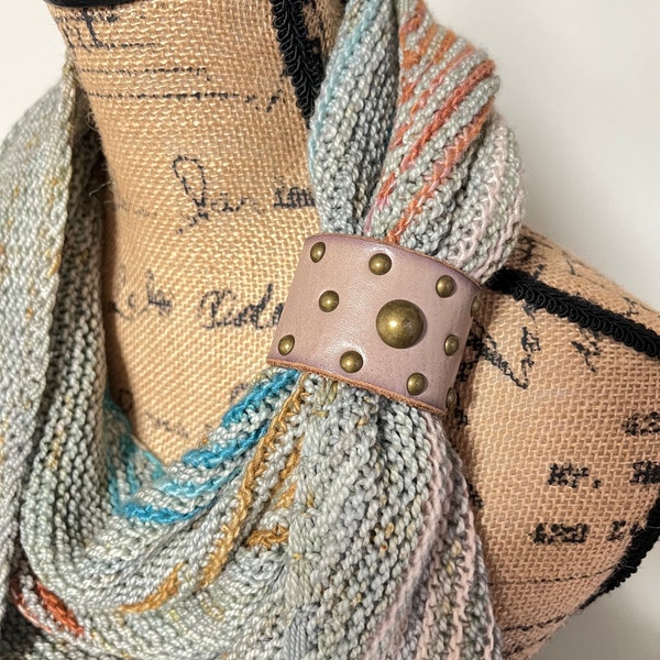 Leather Shawl Cuff, Upcycled, Scarf Holder
