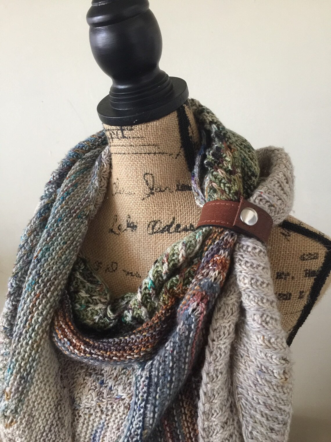 Upcycled Leather Shawl Cuff 2 options Etsy