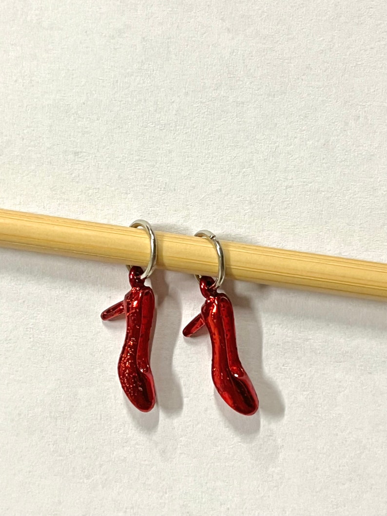 Red Shoes Stitch Markers, Knitting Charm, Knit Accessories image 4