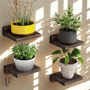 Mini estantes flotantes de madera rústica - Paquete de 4 repisas de pared