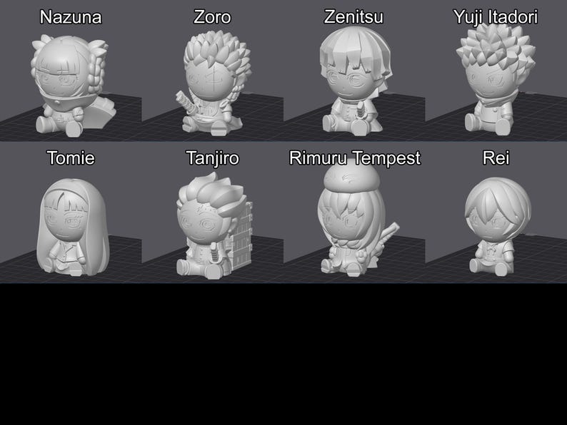 3D Printed Mini Chibi Anime Figurine With Color Customization Options ...
