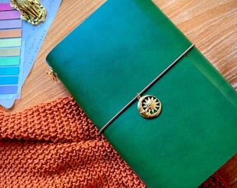 A5 Size Trifold Leather Journal Cover — Buttero Italian Vegetable Tanned Leather — Refillable Traveler's Notebook Gift