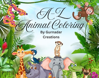 Animal Coloring Pages A-Z – Preschool Alphabet Activity (Digital Download)