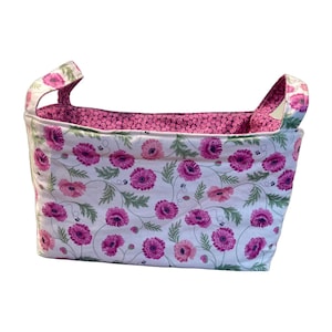 Poppies and Bees Fabric Storage Basket