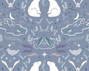 0.5 metre True North on Pearl Polar Bears Lewis &  Irene 100% Cotton Fabric (112cm wide)