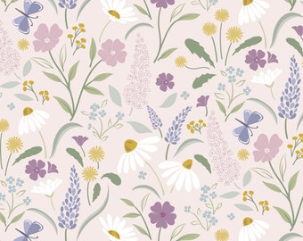 0.5 metre Bloom on Light Pink Lewis &  Irene 100% Cotton Fabric (112cm wide)