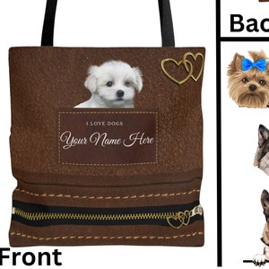 Personalized Dog Tote Bag, Yorkie bag, German Shepherd, Chihuahua, Yorkie Gift, Custom Gift for Dog Lovers, Yorkie Mom, Dog Mom, Travel Bag image 2