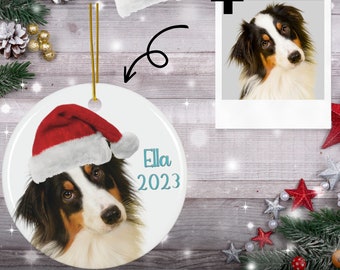 Personalized Pet Christmas Ornament, Custom Dog Ornament, Pet Memorial Ornament, Cat Christmas Photo Ornament, Pet Keepsake Round Ornament