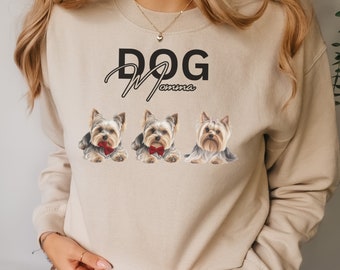 3 Yorkies Sweatshirt-Cute & Stylish Dog Lover Gift, Custom Yorkie Dog Mom Sweater, Dog Lover Sweatshirt, Birthday,Dog Owner Gift