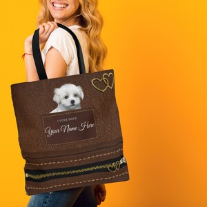 Personalized Dog Tote Bag, Yorkie bag, German Shepherd, Chihuahua, Yorkie Gift, Custom Gift for Dog Lovers, Yorkie Mom, Dog Mom, Travel Bag image 6