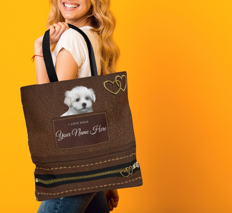 Personalized Dog Tote Bag, Yorkie bag, German Shepherd, Chihuahua, Yorkie Gift, Custom Gift for Dog Lovers, Yorkie Mom, Dog Mom, Travel Bag image 6