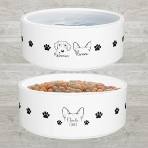 Personalized Ceramic Dog Food & Water Bowls, Non-Toxic Pet Dishes with Paw Print Design, Customizable
