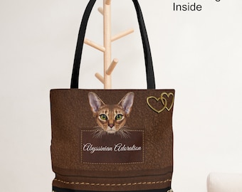Personalized Cat Tote Bag, Abyssinian Cat Tote, Womens Tote Bag, Persian Cat Bag, Cat Lover Tote Bag, Siamese Cat Cat Gift