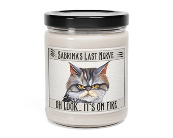 Last Nerve Cat Candle, Personalize Funny Candle Novelty Gift, Cat Mom Desk Decor Gift, BFF Gift, Gift For Her, Cat Lover Gift,Home Fragrance