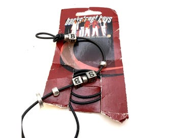 VTG Backstreet Boys Official Tour Bracelet 1990s BSB Letter Beads Black Cord Merch