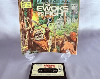 1983 Star Wars Gli Ewok si uniscono alla lotta Libro e audiocassetta Jedi da leggere insieme