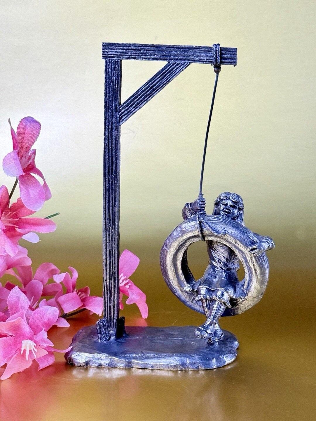 Michael Ricker Studio Michael Ricker Pewter Kathy Tire Swing Signed Vintage Girl Figurine RB ...