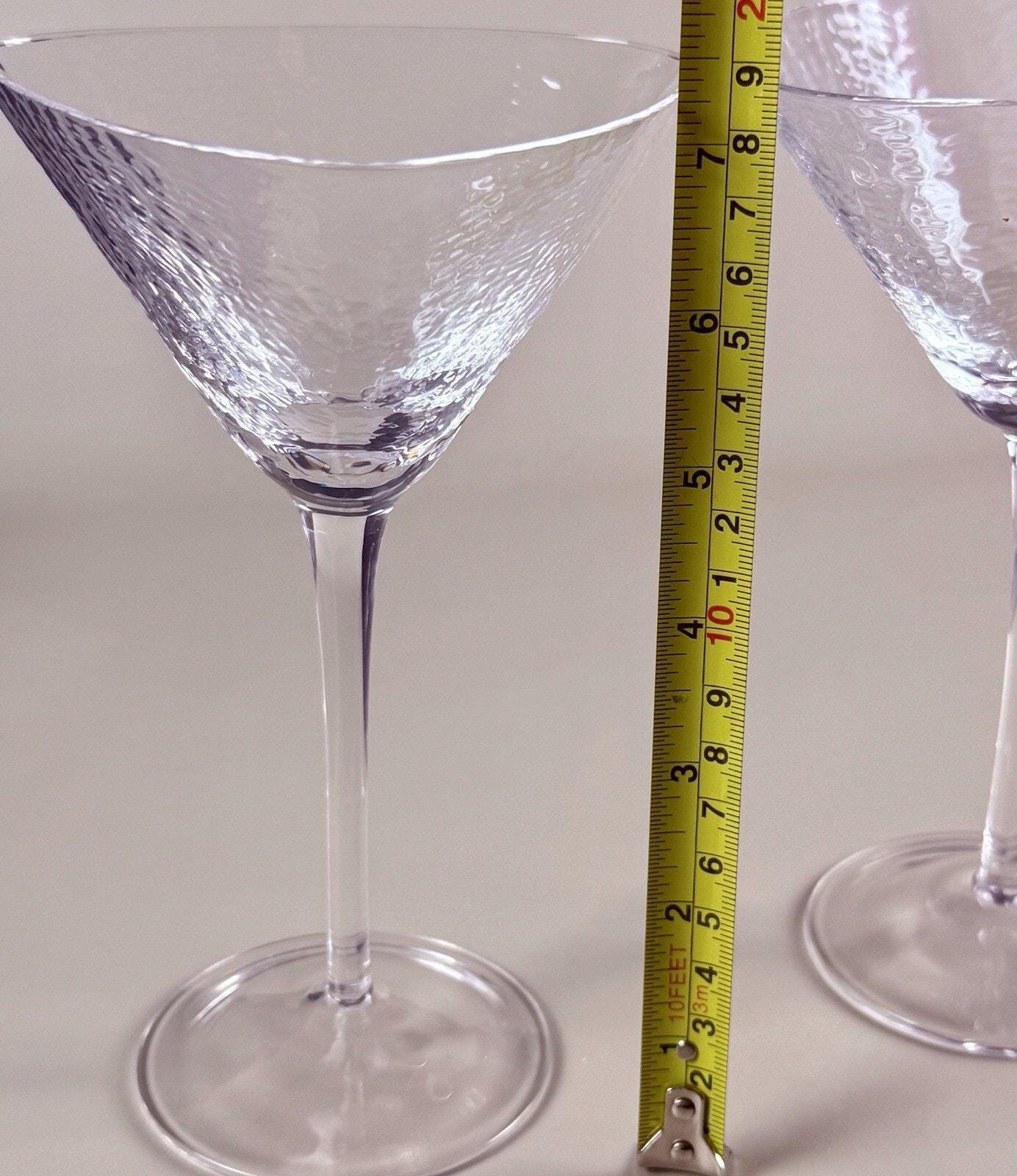 Triangular Stemware Triangle Martini Glasses Set 2 Hand‑hammered Triangular Design 7.5” Bar ...