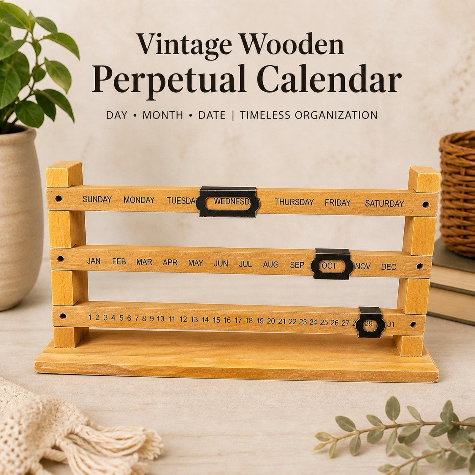 Vintage wooden perpetual calendar - Etsy 日本