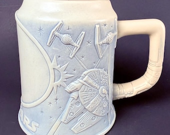 RARE Star Wars Mug Stein Tankard 3-D Relief Movie Print 1996 Paramount gift