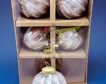 Tinsel & Fir Ornaments Silver Ball Mercury Glass Kugel Style Set of 5