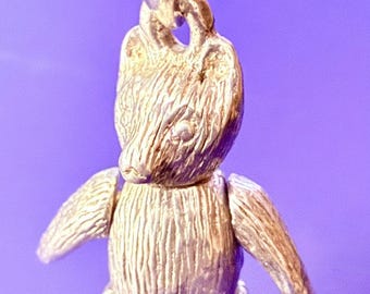 Vintage Articulated Teddy Bear Pendant Charm Movable Limbs 925 Sterling Silver