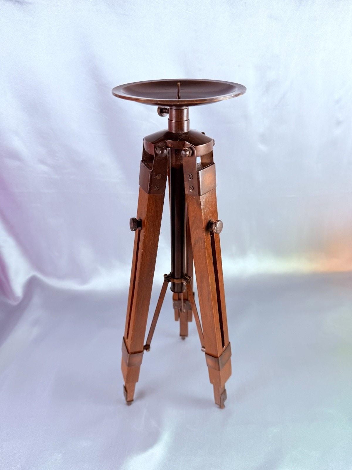 Trépied Nautique Vintage En Bois Et Aluminium - Hauteur Max 40 Pouces, Pour Télescope, Neuf
