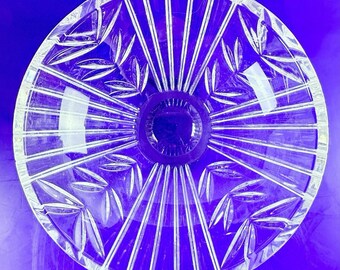 VTG Crystal Bowl Dish Clear Hand Cut Thick Heavy Fruit Candy 7”