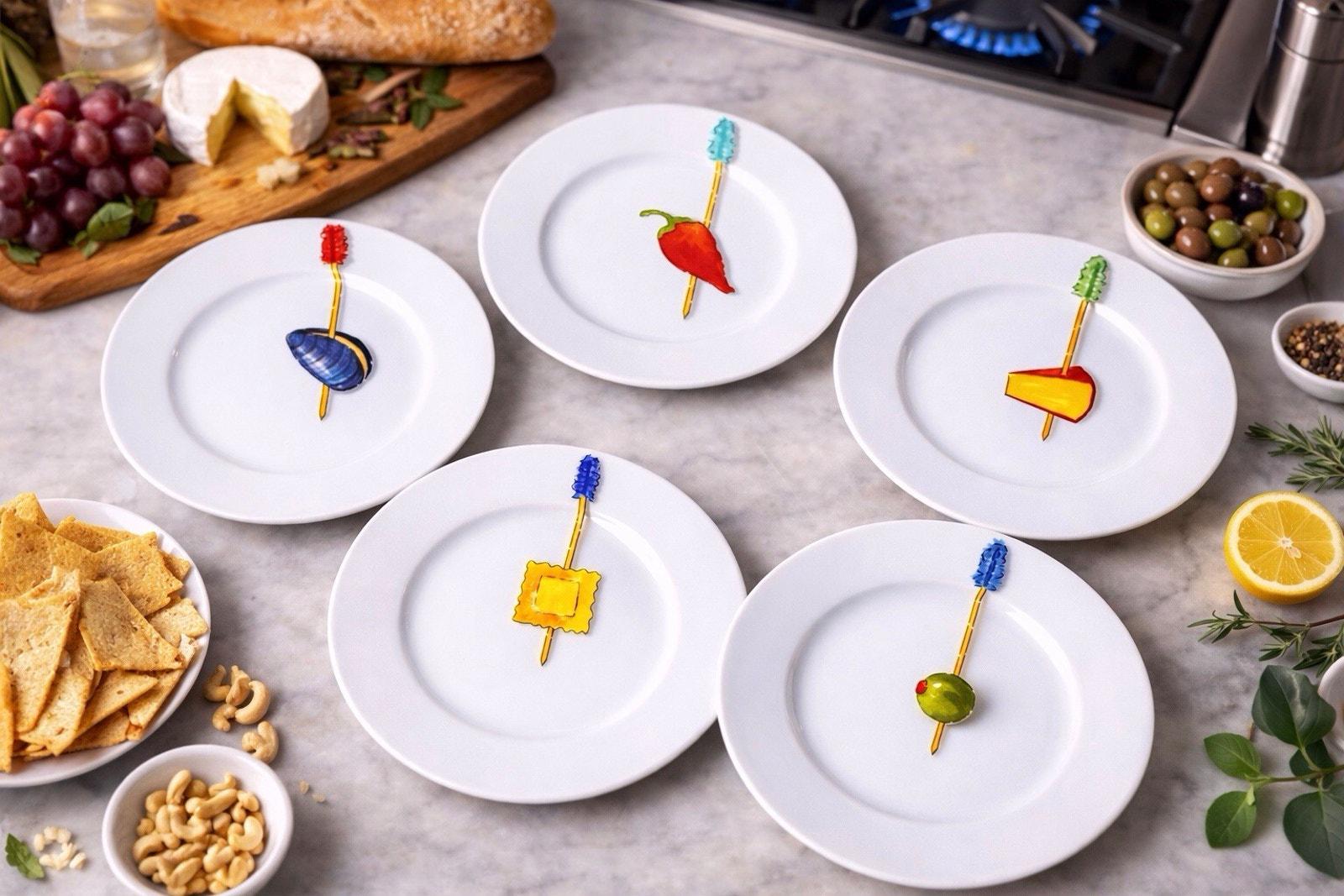パーティー皿 Crate and Barrel Tidbits Appetizer Plates 5 Set 6.5