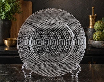 ZELDZAME IVV Italiaanse serveerschaal 12" slangenkrokodilhuid getextureerd kunstglas