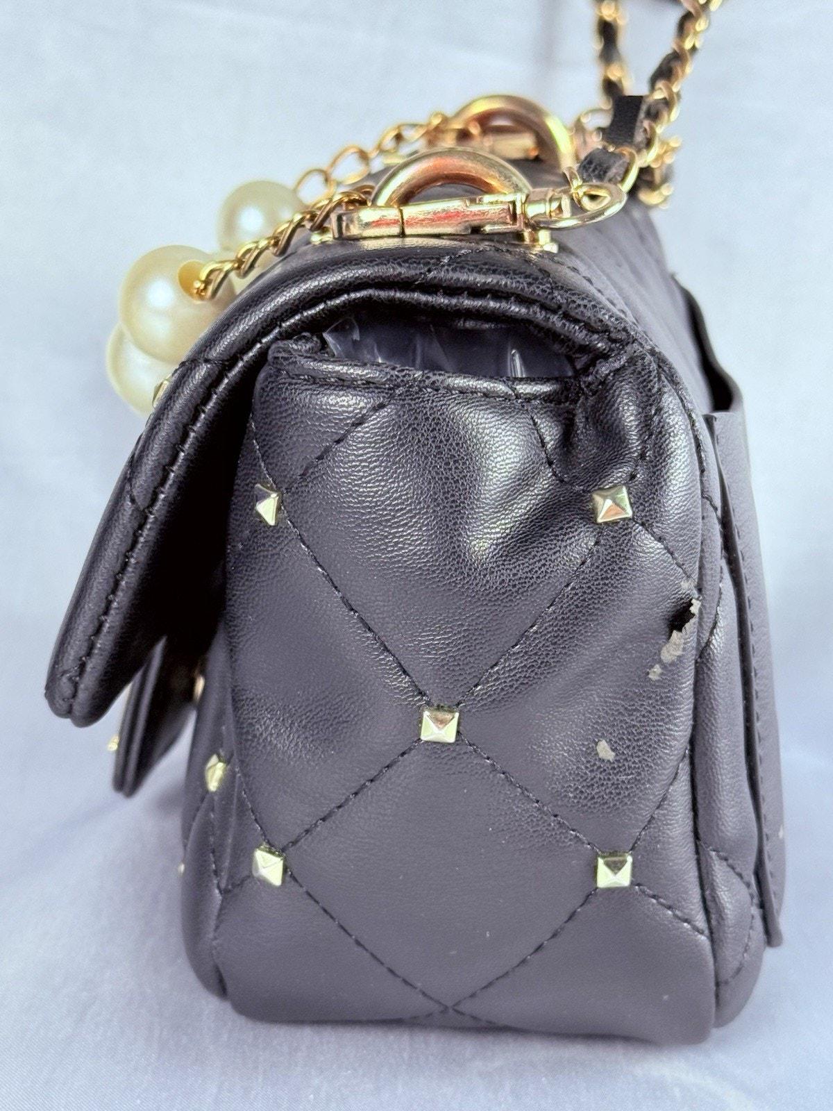 Badgley Mischka Bag Quilt Mini Flap Black & Pearls CROSSBODY  display picture 1