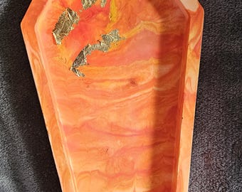 Eco-Resin Coffin Trinket Tray | Sunset Flame Witchy Altar Decor