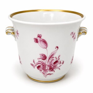 Hutschenreuther Selb Cachepot I Übertopf I Dresden Purpur Rose I Golddekor I Vintage 1950er I 13 cm