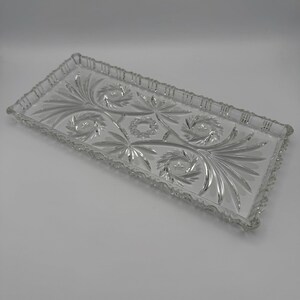 Vintage Walther glass cake plate, rectangular, ice glass, frosted, serving plate, 34 cm