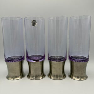 4x Alexandrit Neodym Gläser Vav Handarbeit | Fürsten Zinn Füße | knapp 1,9kg