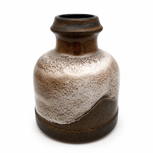 Vintage Keramikvase I Krugform I Handarbeit I Ritzdekor I Signiert I 13 cm