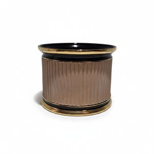 Vintage terracotta bloempot met gouden rand – Bloempot uit het midden van de 20e eeuw – jaren 70