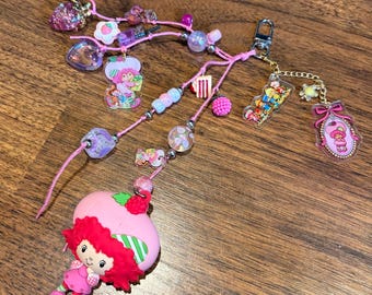Beaded Raspberry Friend bag or journal charm