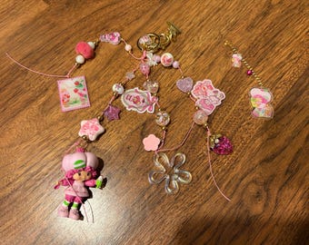Beaded Raspberry Friend bag or journal charm